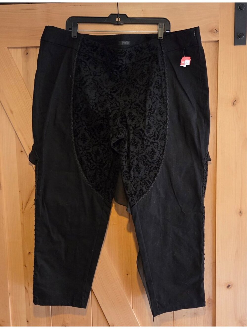 New! Punk Rave Women 2X Gothic Half Skirt Pants Steampunk Rock Velvet Burnout